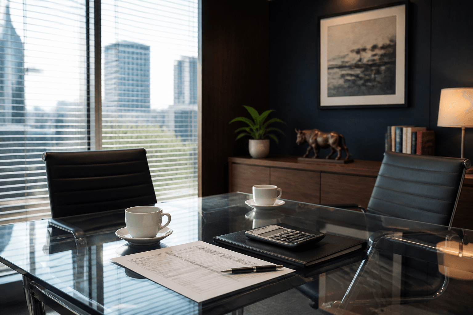 Quiet advisory meeting room overlooking the city